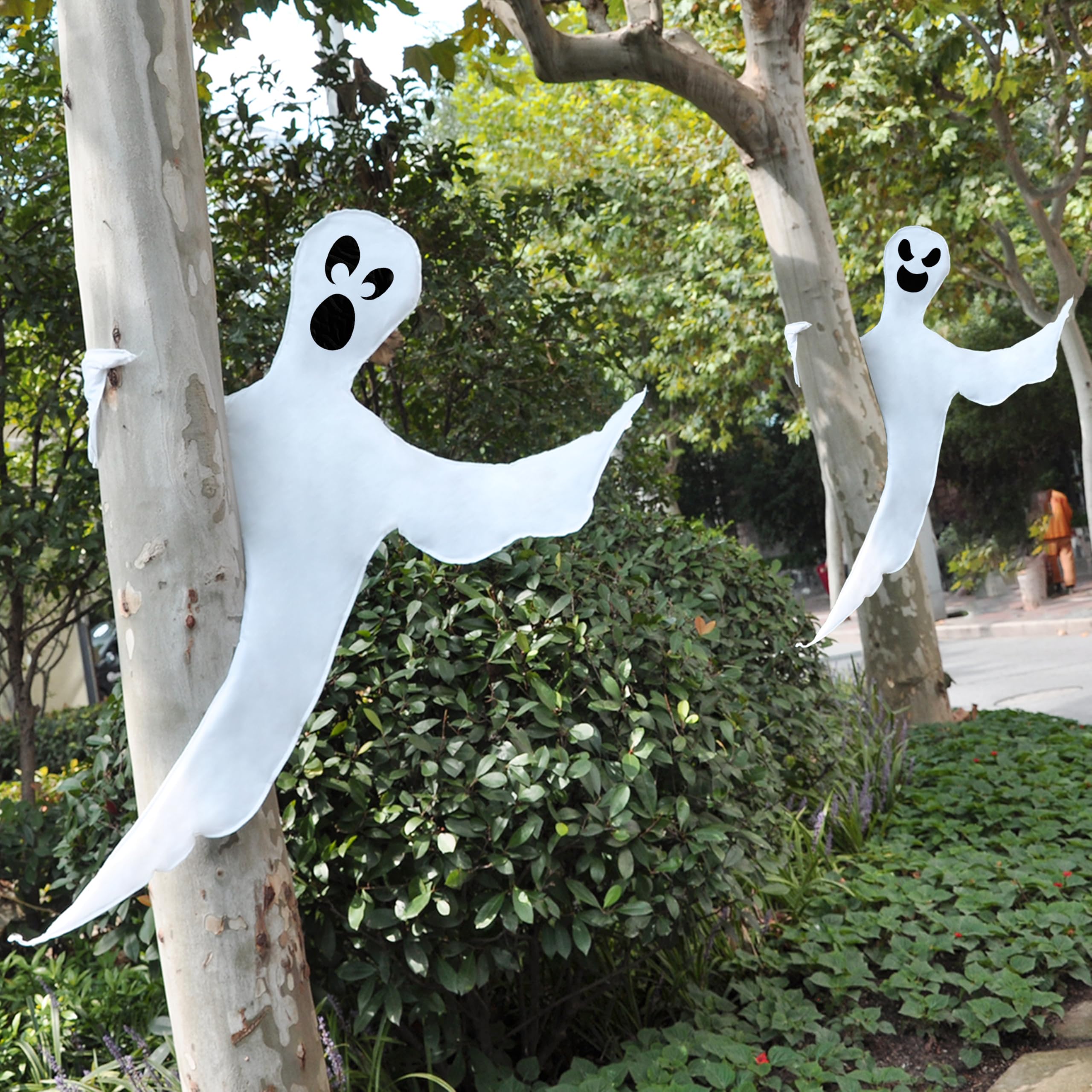 Photo 1 of JOYIN Halloween 2 Pcs Tree Wrap Ghost Decoration Outdoor, 53” Bendable Flying Ghost for Trees Yard Lawn Garden Prop, Party Supplies, Haunted House Indoor Decor