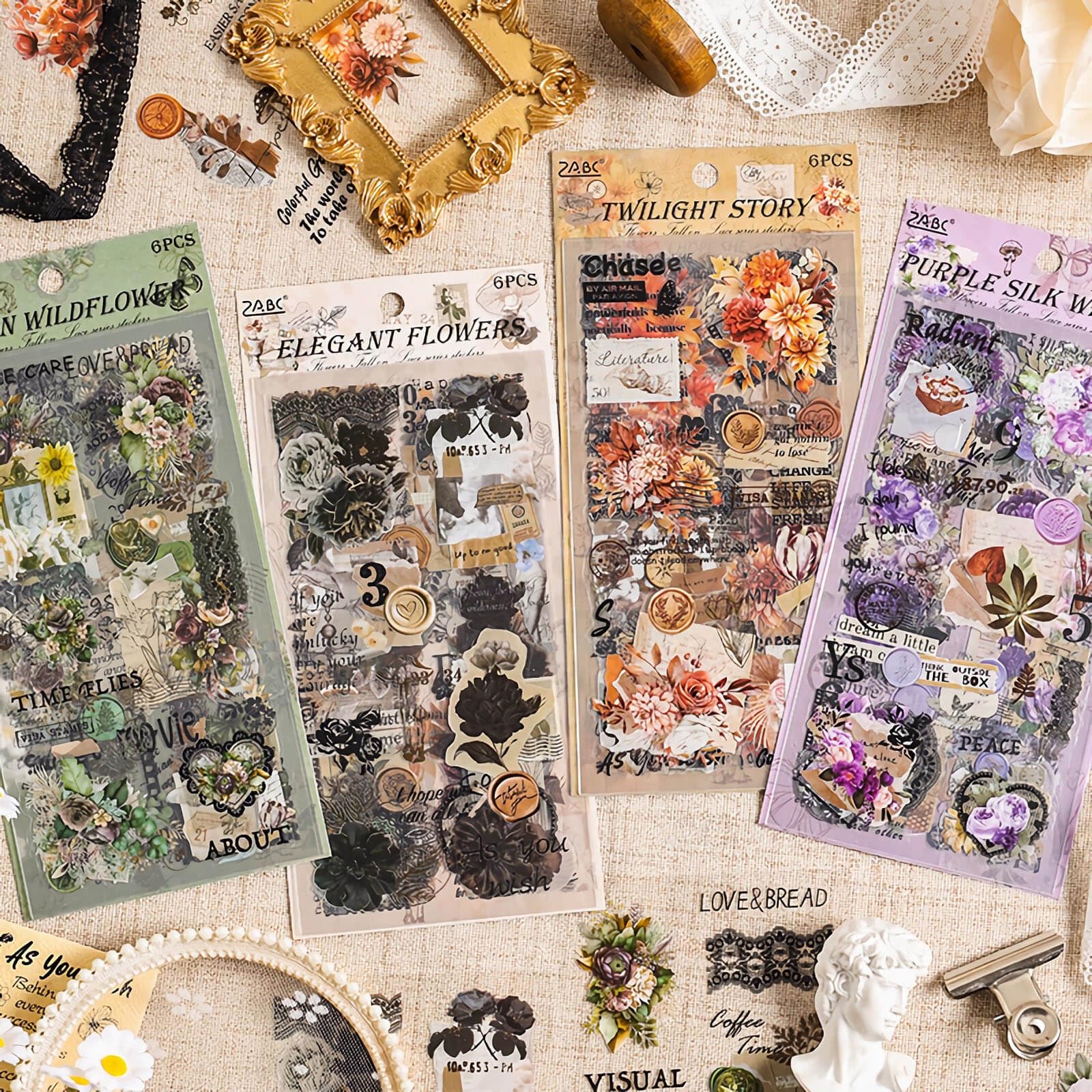 Ptyism 309 Pcs/24 Sheets Stickers for Scrapbooking，Scrapbooking Stickers丨Bullet Journal Stickers for Journaling for Scrapbooking,Bullet Journal Accessories,Journaling Accessories etc