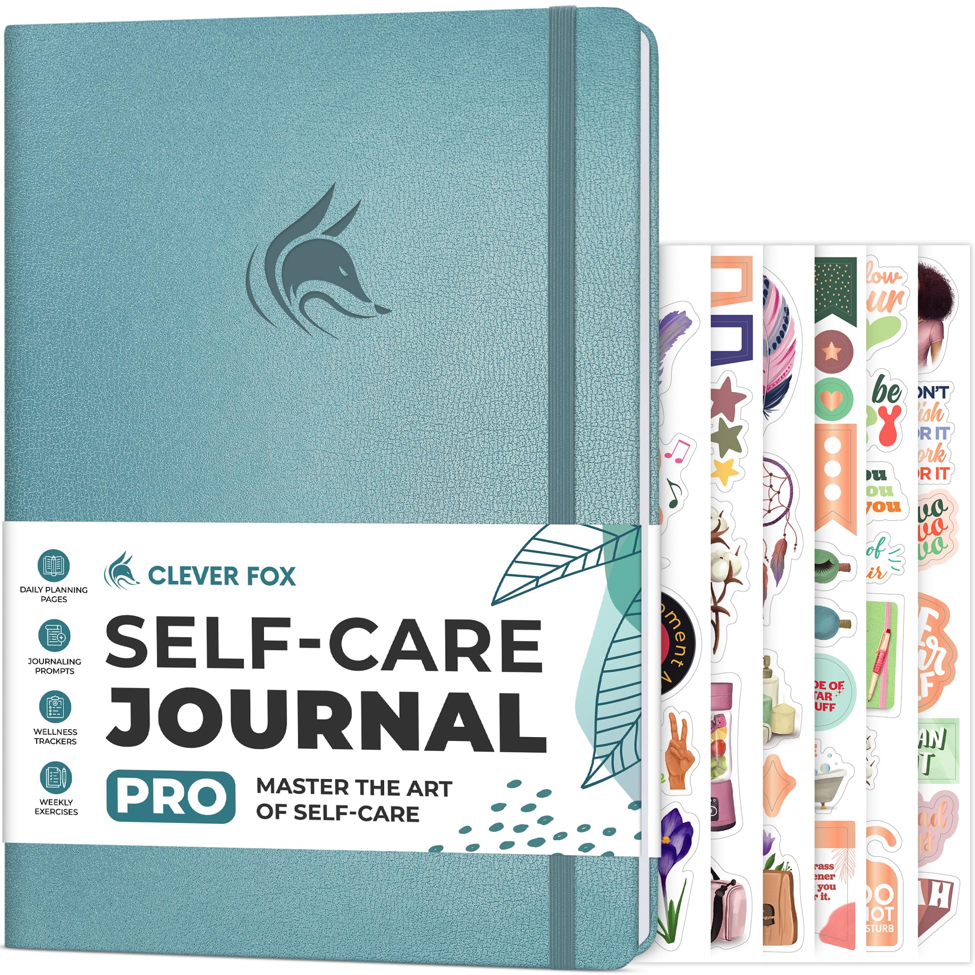 Clever Fox Self-Care Journal PRO – Wellness & Daily Reflection Notebook – Mental Health, Meditation & Mood Journal for Women, 18 x 25.5cm (Aquamarine)