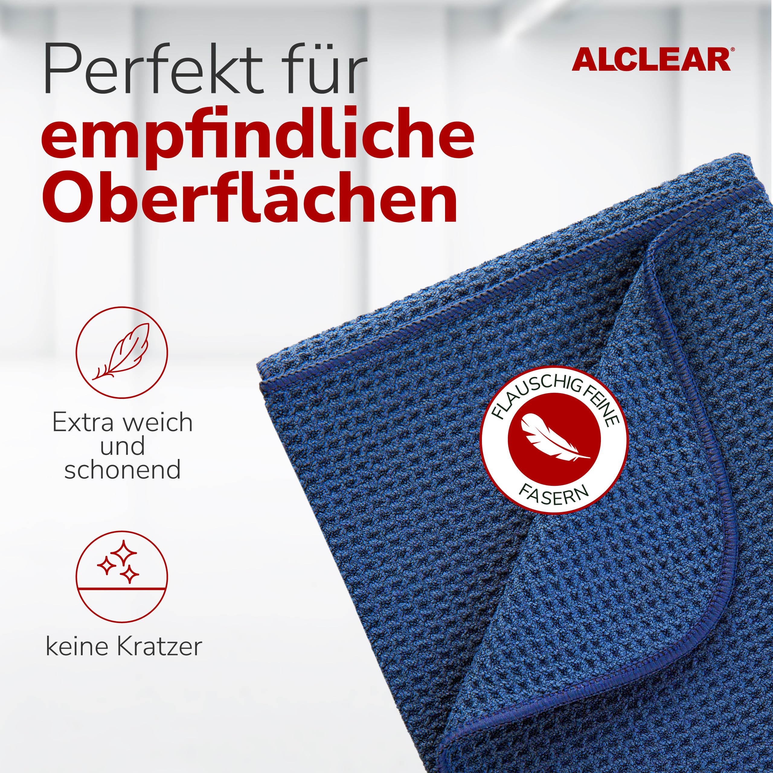 ALCLEAR 820901_2 Mikrofasertuch 2er-Set – XXL Trockentuch Auto 60×40 cm mit Waffelstruktur – saugstark, fusselfrei, kratzfrei – für Lack, Glas & Kunststoff, Designed in Germany, Autopflege Handwäsche 5