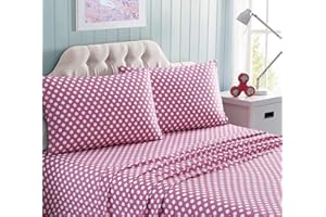 Kute Kids Super Soft Sheet Set - Polka Dot Brushed Microfiber for Extra Comfort (Pink, Twin)