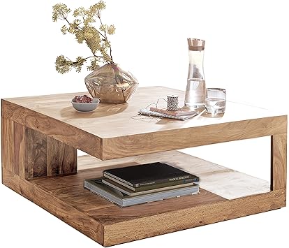 Finebuy Massiver Couchtisch Patan 90 X 90 Cm Mit Ablage Akazie Holz Massiv Design Wohnzimmertisch Massivholz Wohnzimmer Tisch Quadratisch Amazon De Kuche Haushalt