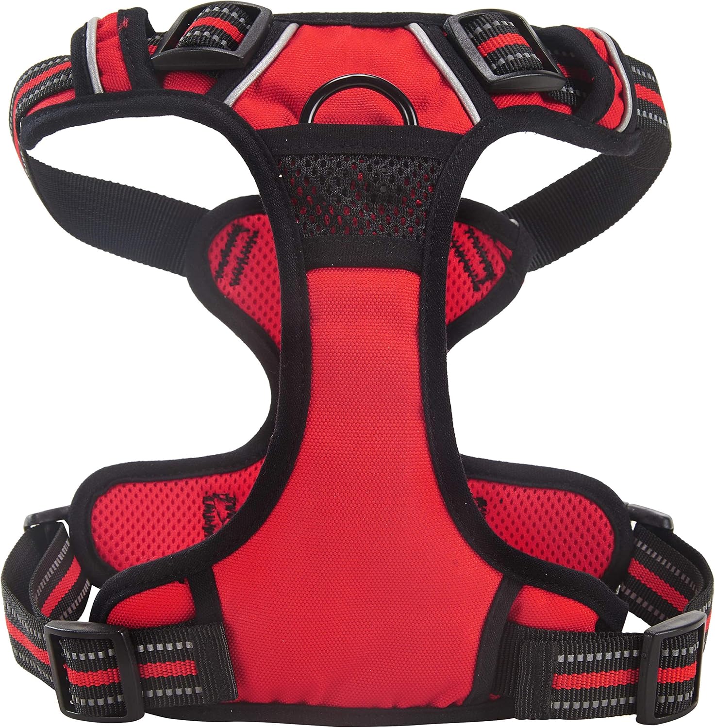 Louvra Dog Harness Large No Pull Reflective Soft Padded Pet Harness Dog with Handle Heavy Duty Anti Pull Front and Back D-Rings Non Pull Harness for Training Walking(L,Red) - Image 3
