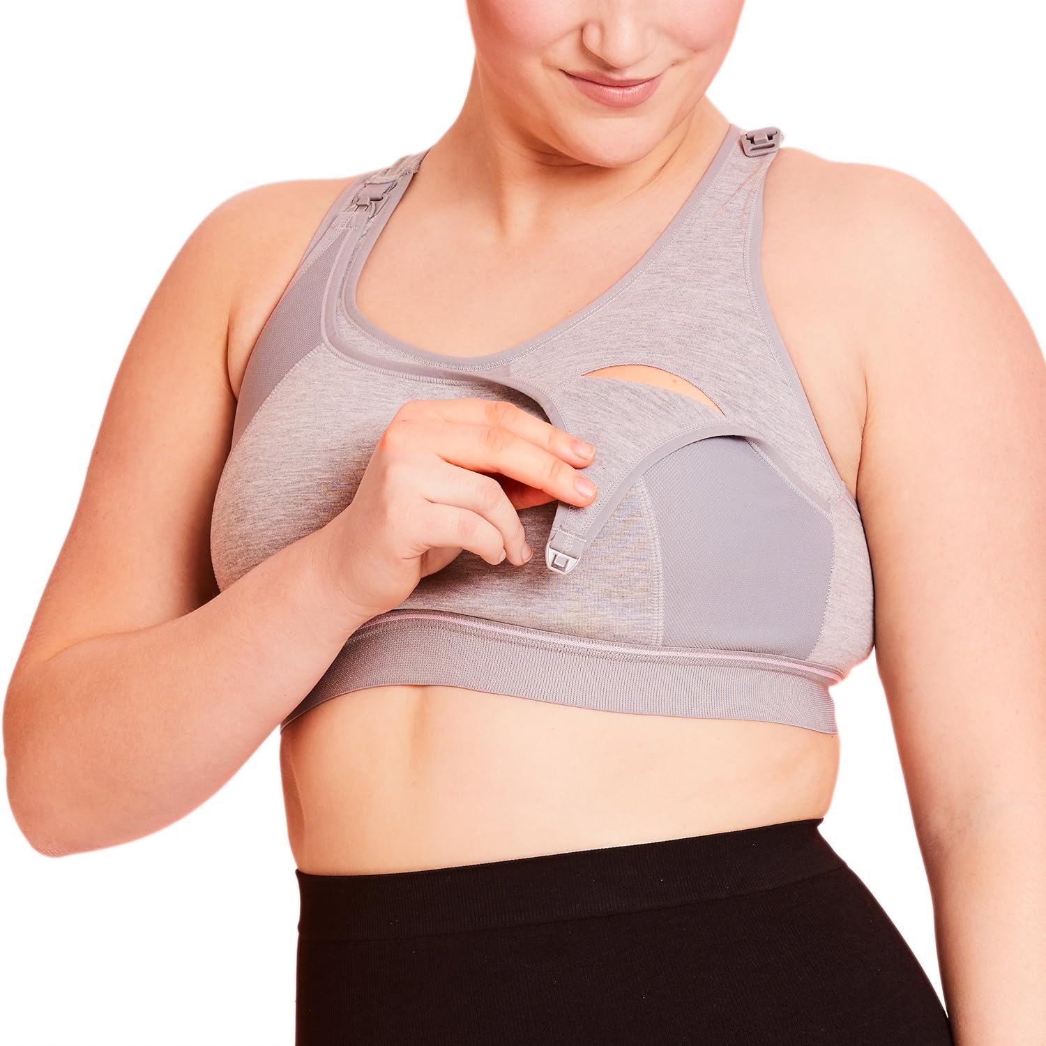 Wireless Nursing Sports Bra High Impact Support Nursing Bra by La Leche League - Grey/Pink, 3X at  Women’s Clothing store: Nursing Bras