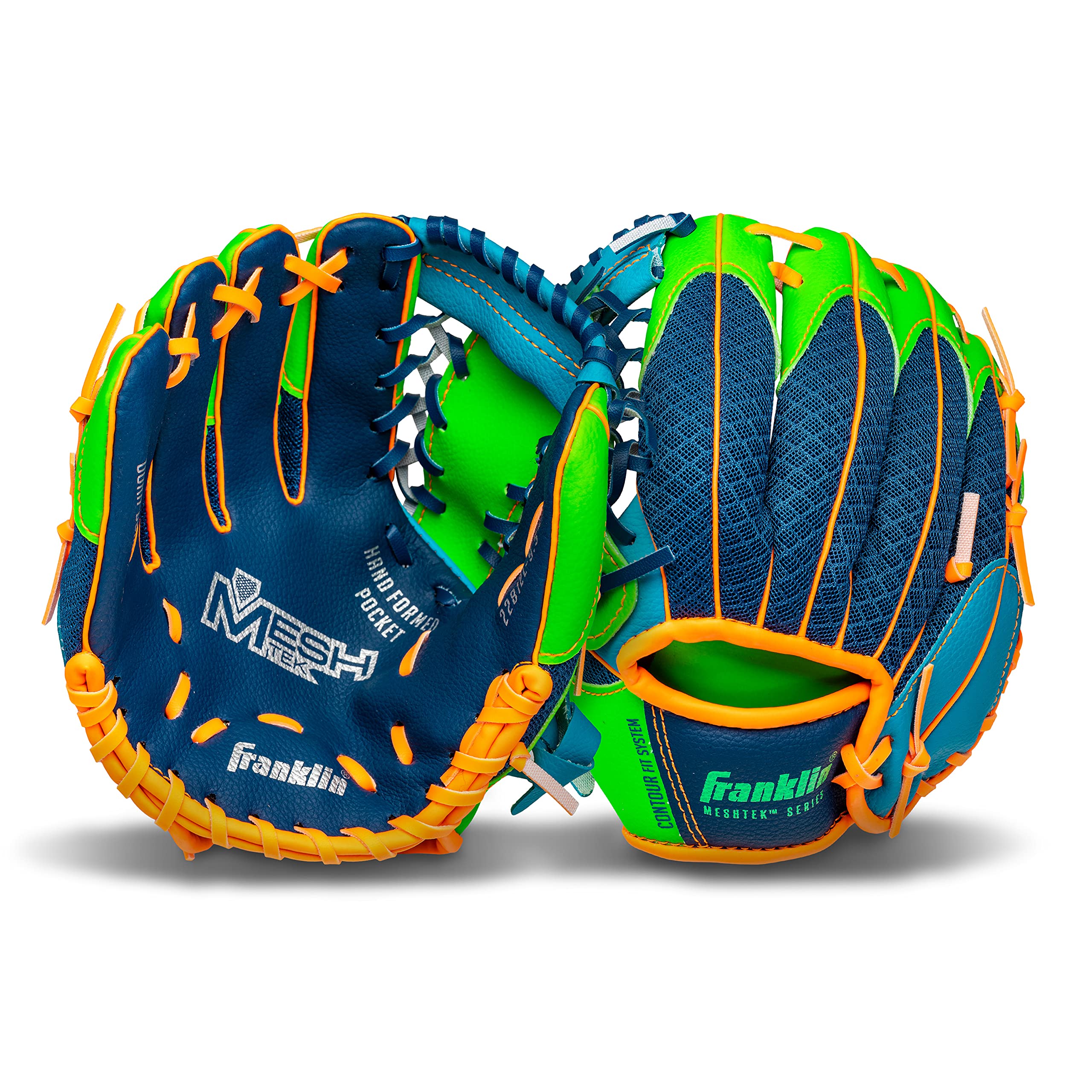 Franklin Sports Kids Baseball Glove + Foam Ball Sets - Meshtek Youth Teeball Gloves for Kids + Toddlers - Left + Right Hand Throw - 9.5