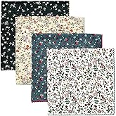 Gorgeous Island 4 Pack 100% Cotton Bandanas for Women 21x21 inches - Assorted Floral Printed Head Scarves, Kerchiefs Set