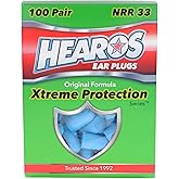 HEAROS Xtreme Foam Earplugs, 33dB NRR Ear Plugs, 100 Pairs, Foam Ear Plugs Noise Reduction & Hearing Protection