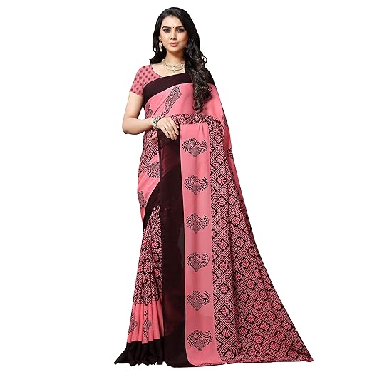 Kashvi sarees georgette with Blouse Piece Saree (1527_ Multicoloured_ One Size)