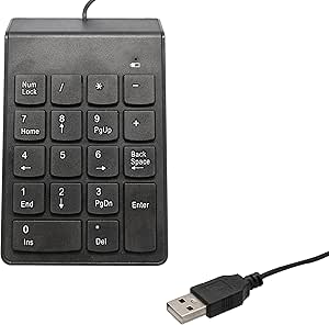 Connectland USB Numeric Keypad, USB 18 Key Number Numeric Keypad Keyboard for Laptop/Notebook PC Computer, Black (CL-USB-NUMSPC)