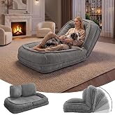 HKOLIE Human Dog Bed, Lazy Sofa Couch, Plush Floor Gaming Chair,5 Adjustable Position, sit, Sleep, fold, Suit to Put in Bedroom, Living Room,Space Saving Design (Gray)