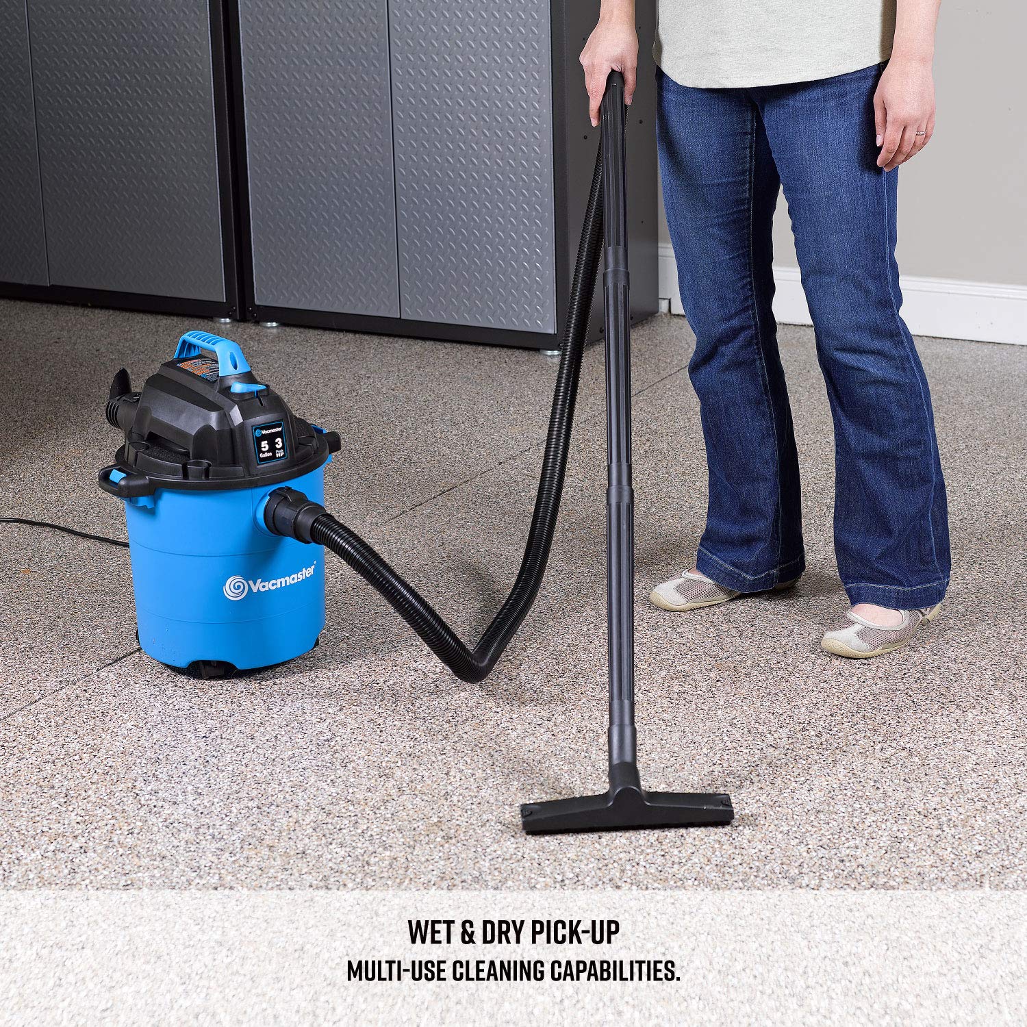 Vacmaster VJC507P 5-Gallon* 3 Peak HP** Wet/Dry Shop Vacuum, Blue, 5 gal