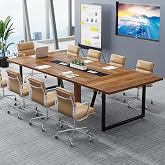 Tribesigns 8FT Conference Table, 94.49 L x 47.24 W x 29.53 H Inches Large Meeting Podcast Table for 10 People, Business Style Wooden Training Table with Strong Metal Frame for Office Conference