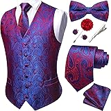 YOHOWA Formal Men Royal Blue Vest V-Neck Suit Vests