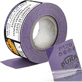 Dura-Gold 120 Grit PSA Purple Film Ceramic Longboard Sandpaper 20 Yard Roll | 2-3/4" Wide Continuous 20 Yard Roll, Self Adhesive Stickyback for Auto &amp; Wood Air File Long Board Sanders Hand Sanding Blocks