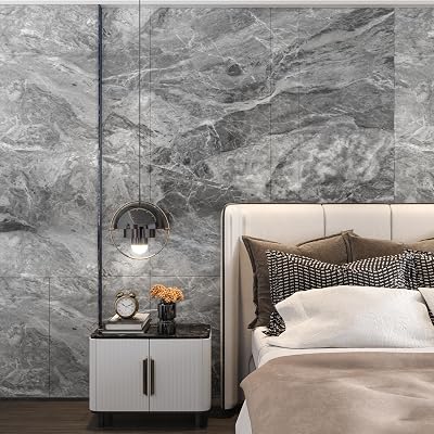 TOTIO Grey Marble Vinyl Self Adhesive Wallpaper Peel Stick 16x354 inch