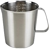 Stainless Steel Measuring Cup Pitcher with Marking with Handle for Milk Froth Latte Art (32OZ/1 Liter)