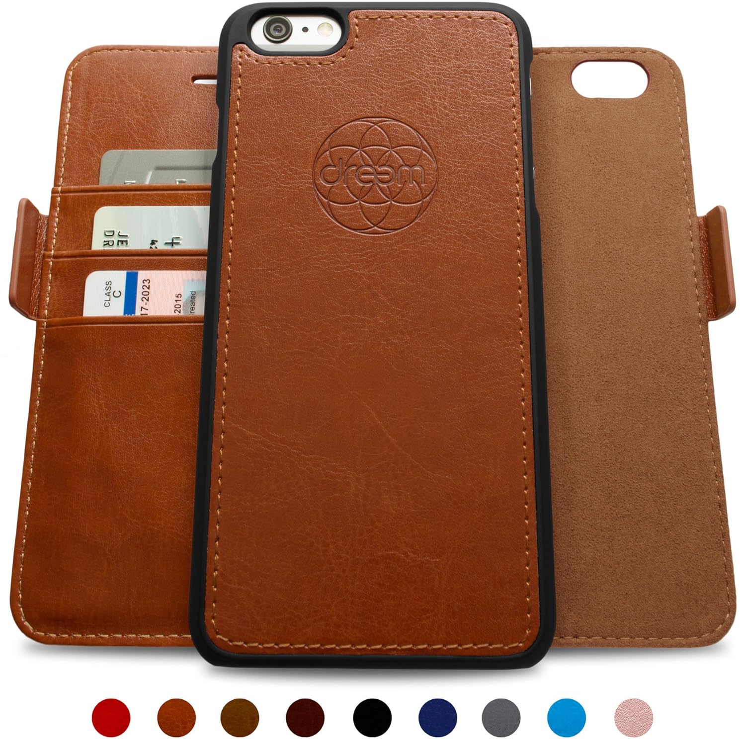 Dreem Fibonacci iPhone s PLUS carcasa y billetera funda extraíble soporte vertical