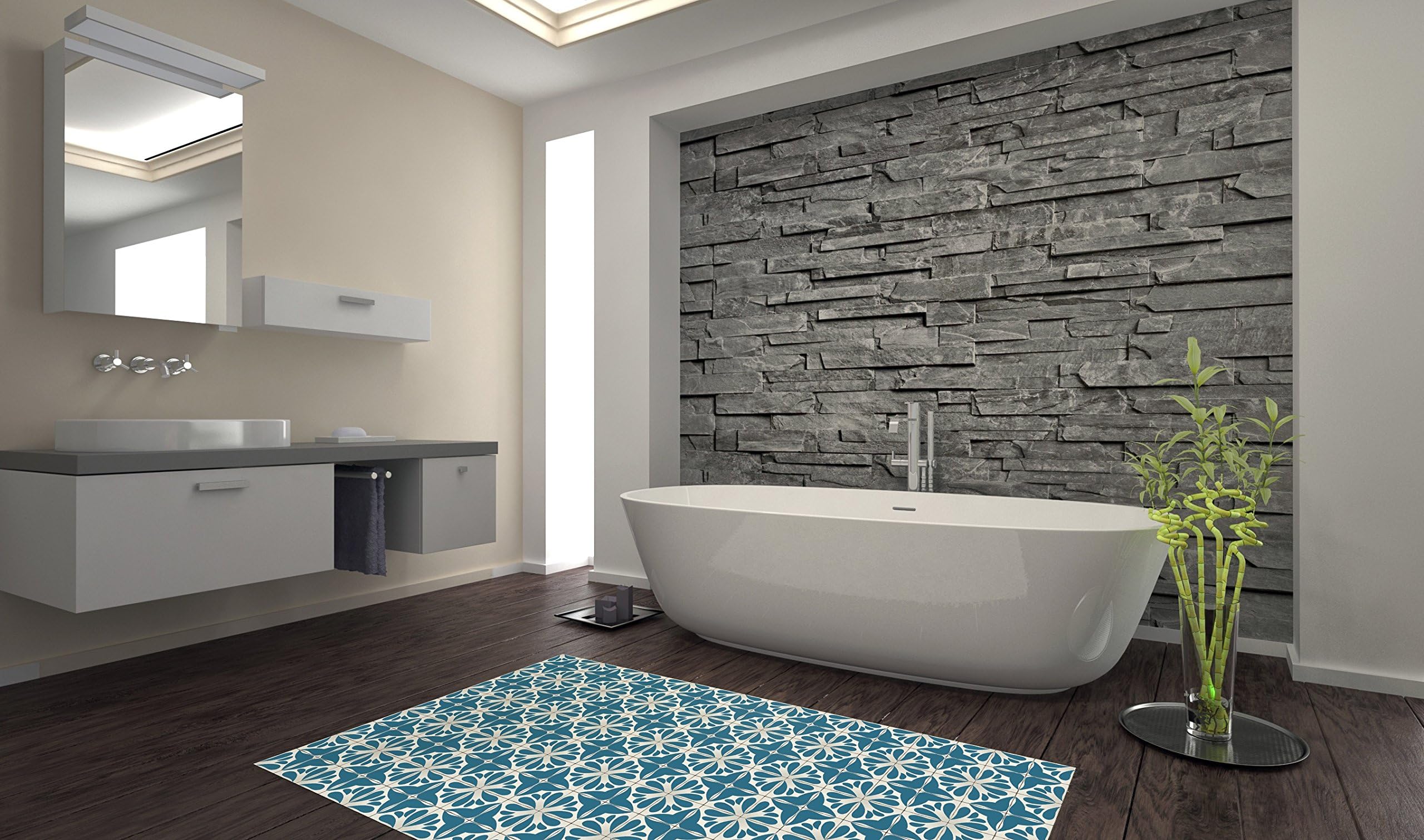 Huella Deco H1049-CA-XS cementine Rug Carpet Mat Floor, Vinyl, 57 x 96 cm