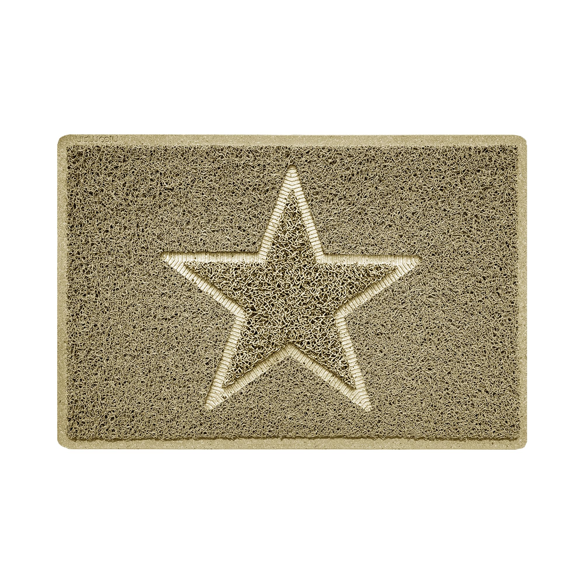 Nicoman Star Shape Embossed Entrance Door Mat Non Slip Dirt Trapper PVC Spaghetti Mat with Rubber Base, Jet Washable Quick Drying Doormat Indoor or Outdoor - (Small, Biege, 60 x 40cm)