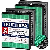 True HEPA Max2 Filter + Active Carbon Filter Set AP-2015-FP | Compatible with Coway Airmega 400 / 400S (3111735) Air Purifiers by LifeSupplyUSA (2-Pack)