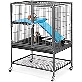 Topeakmart Small Animals Cages Ferret/Guinea Pigs/Chinchilla/Rabbit Cages Single/Double-Story Rolling Metal Critter Nation w/