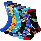 SeeyAN Boys Socks Kids Funny Cotton Novelty Crew Cartoon Space Dinosaur Crazy Socks 6 Pairs