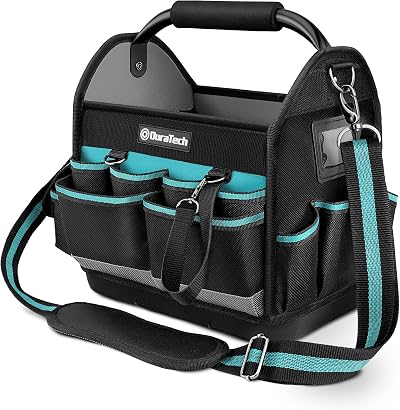DURATECH Heavy Duty 900D Open Tote Tool Bag Electrician Plumber Shoulder Strap