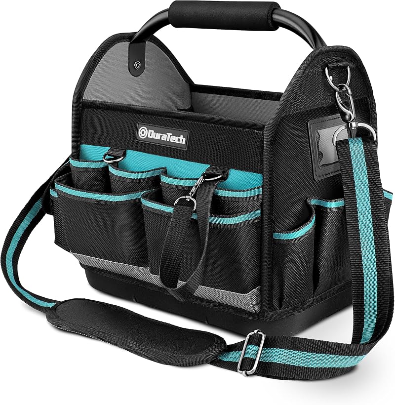 DURATECH Heavy Duty 900D Open Tote Tool Bag Electrician Plumber Shoulder Strap