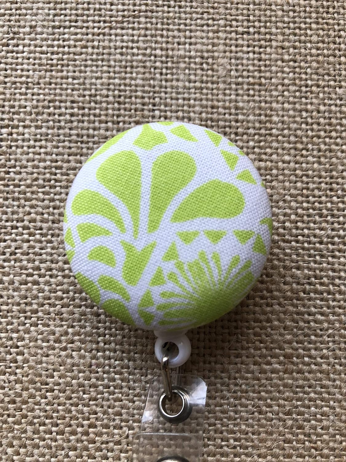 Green Floral Nurse Badge Holder, Retractable ID Badge Reel