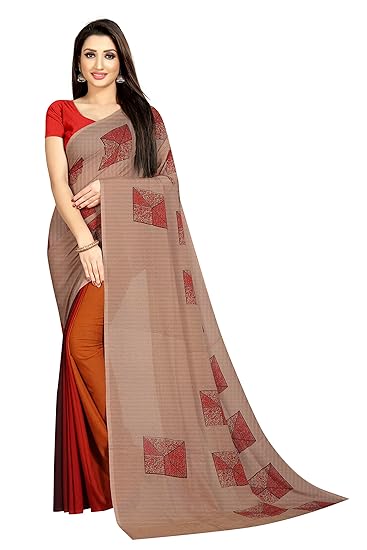 georgette with Blouse Piece Saree (SDPL-DAIZY_ Off-White_ Free Size)