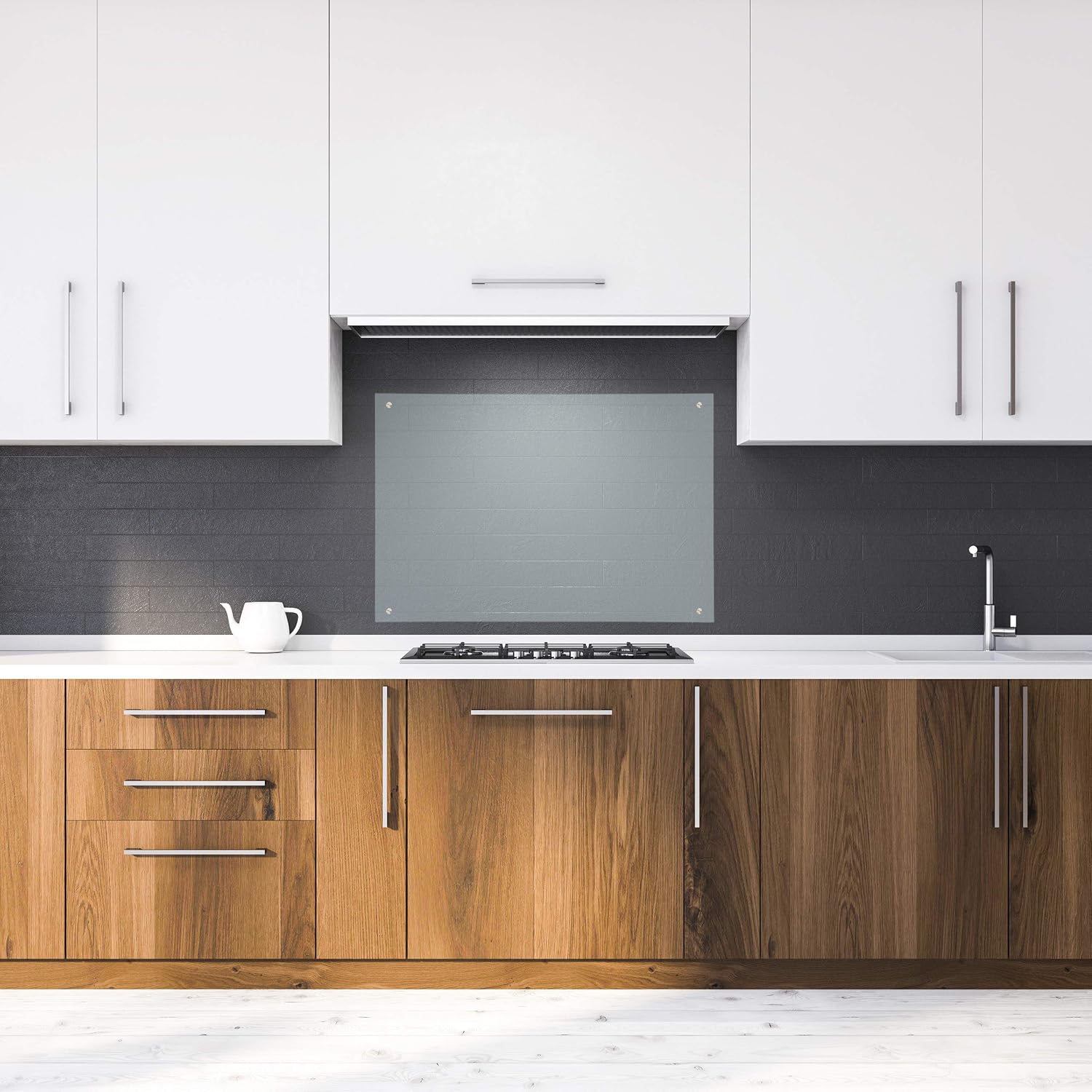 Relaxdays 10029440_1198 Kitchen Splashback Panel, Safety Glass, Cooker Splatter Guard, 90 x 60 cm, Wall-Mount, Transparent - Image 3