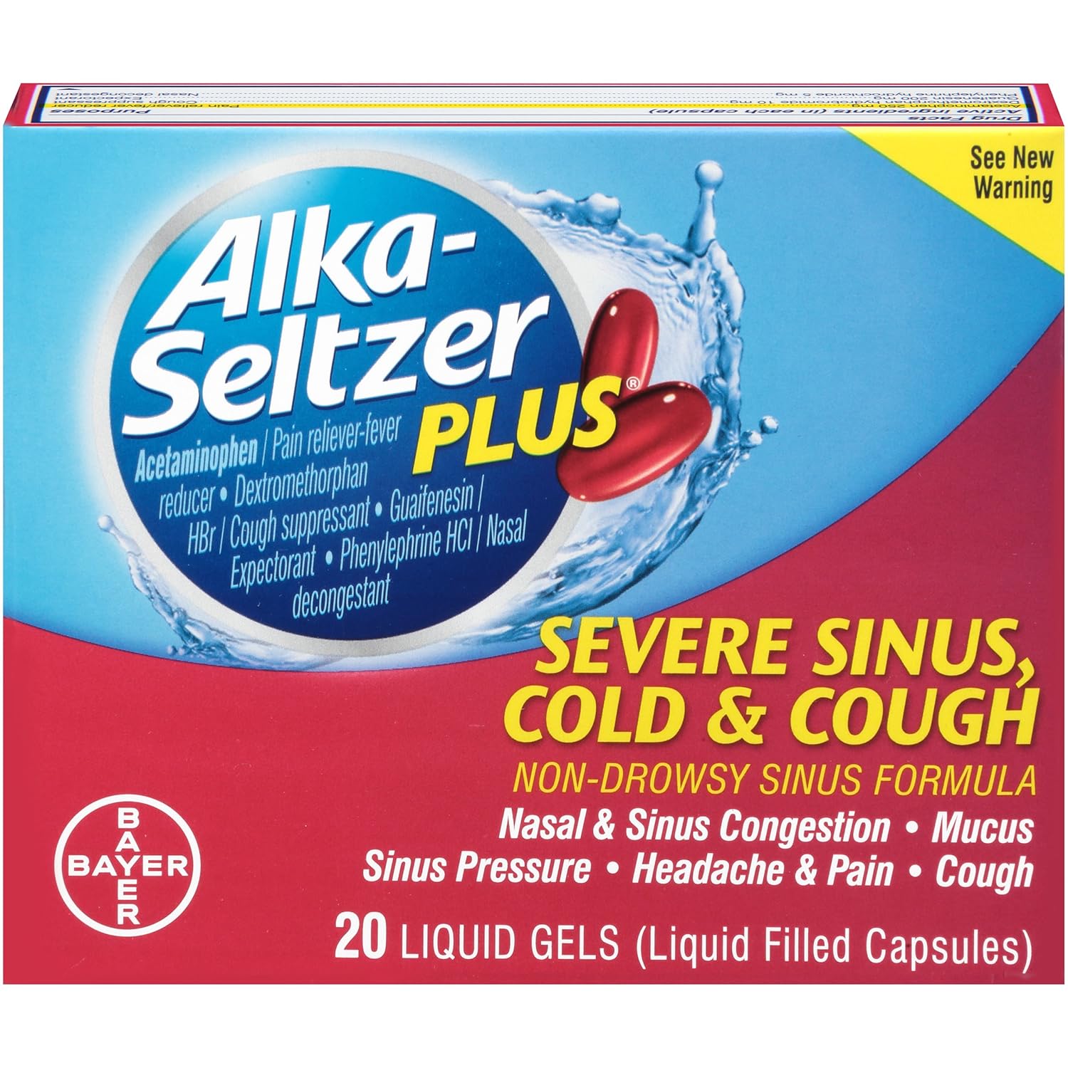 AlkaSeltzer Plus Severe Sinus, Cold and Cough Liquid Gels