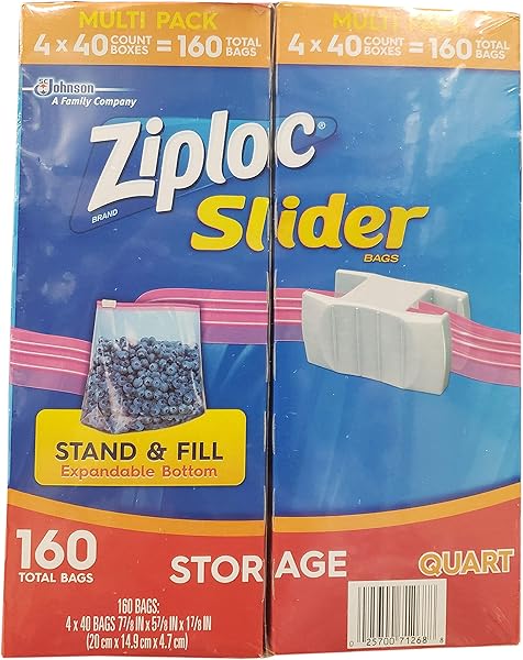 ZIPLOC SLIDER QUART STORAGE, 40 COUNT (PACK OF 4)