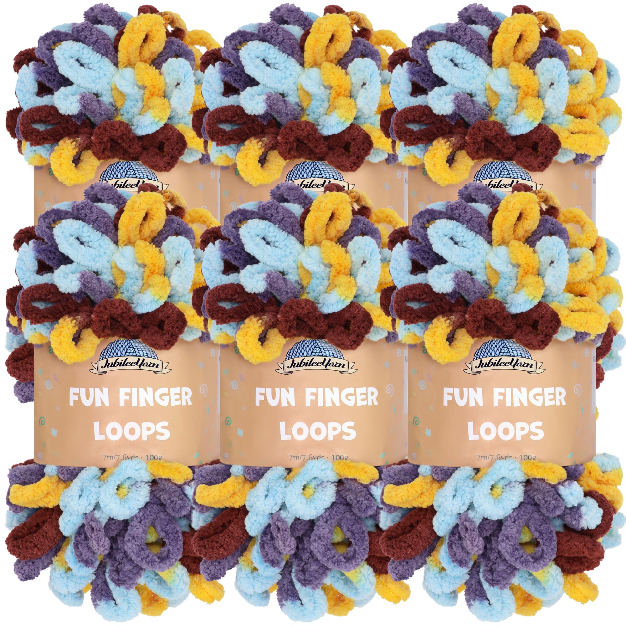 JubileeYarn Fun Finger Loops Yarn - Polyester Jumbo Weight Loop Yarn - 100g/Skein - Iris - 6 Skeins — image 1