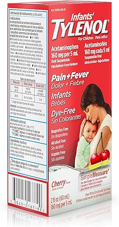 Amazon Com Infants Tylenol Liquid Medicine With Acetaminophen Pain Fever Relief Dye Free Cherry 2 Fl Oz Health Personal Care