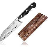 Cangshan TV2 Series 1022988 Swedish 14C28N Steel Forged 5-Inch Santoku Knife and Wood Sheath Set