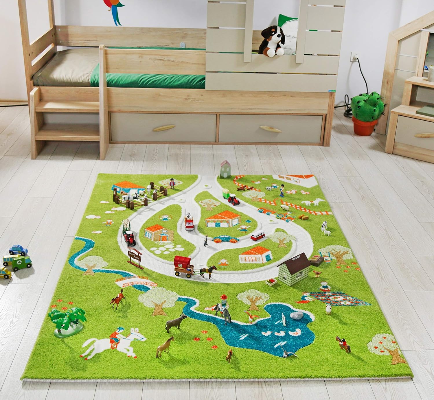 100 X 150 Cm Little Helper 3d Childrens Play Rug In Fun Farm Design Multicoloured Toys Games Housekeeping