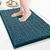 Arotive Luxury Chenille Bathroom Rug Mat, Extra Soft Thick Absorbent Shaggy Bath Rugs, Non-Slip Machine Wash Dry, Plush Bath Mats for Bathroom, Shower and Tub, 24x16, Peacock Blue