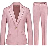TRONSTORE Women's Suit 2 Piece Set Business Pants Suit for Women Pinstripe Houndstooth Blazer