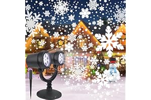 Christmas Snowflake Projector Light, FABILERI Upgraded Dual-Head Snowflake Light, Outdoor IP65 Waterproof Rotating Snowflake Light, for Indoor Outdoor ChristmasDecoration, Holiday, Yard Decor
