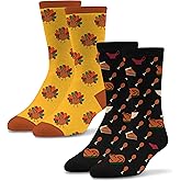 Socktastic Men's Gravy and Turkey Socks 2 Pack - Fun Novelty Thanksgiving Socks for Men, Fits Shoe Sizes 8-13, Large (M1510R_THANKS)