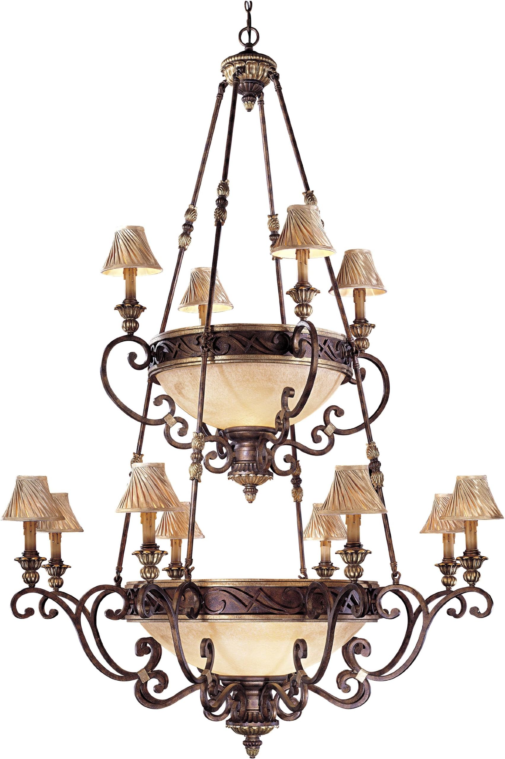 Zaragoza Twelve Light Chandelier in Golden Bronze with Optional Shades