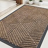 Kitinjoy Front Door Mat Outside Entrance, Sturdy Natural Dirt Trapper, Heavy Duty Rubber Doormat, Low Profile Non-Slip Backing, Easy Clean Floor Mat for Indoor Outdoor Entry, 29.5X17 Inch, Brown