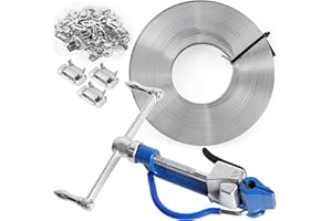 RupXinSplend Steel Banding Strapping Kit - Stainless Pallet Packaging Strapping Tool Screw Tensioner, 3/4"*100Ft S304 Banding Coil, 100pcs Ear-Lock Buckles, Banding Tools for Strapping High Tensile