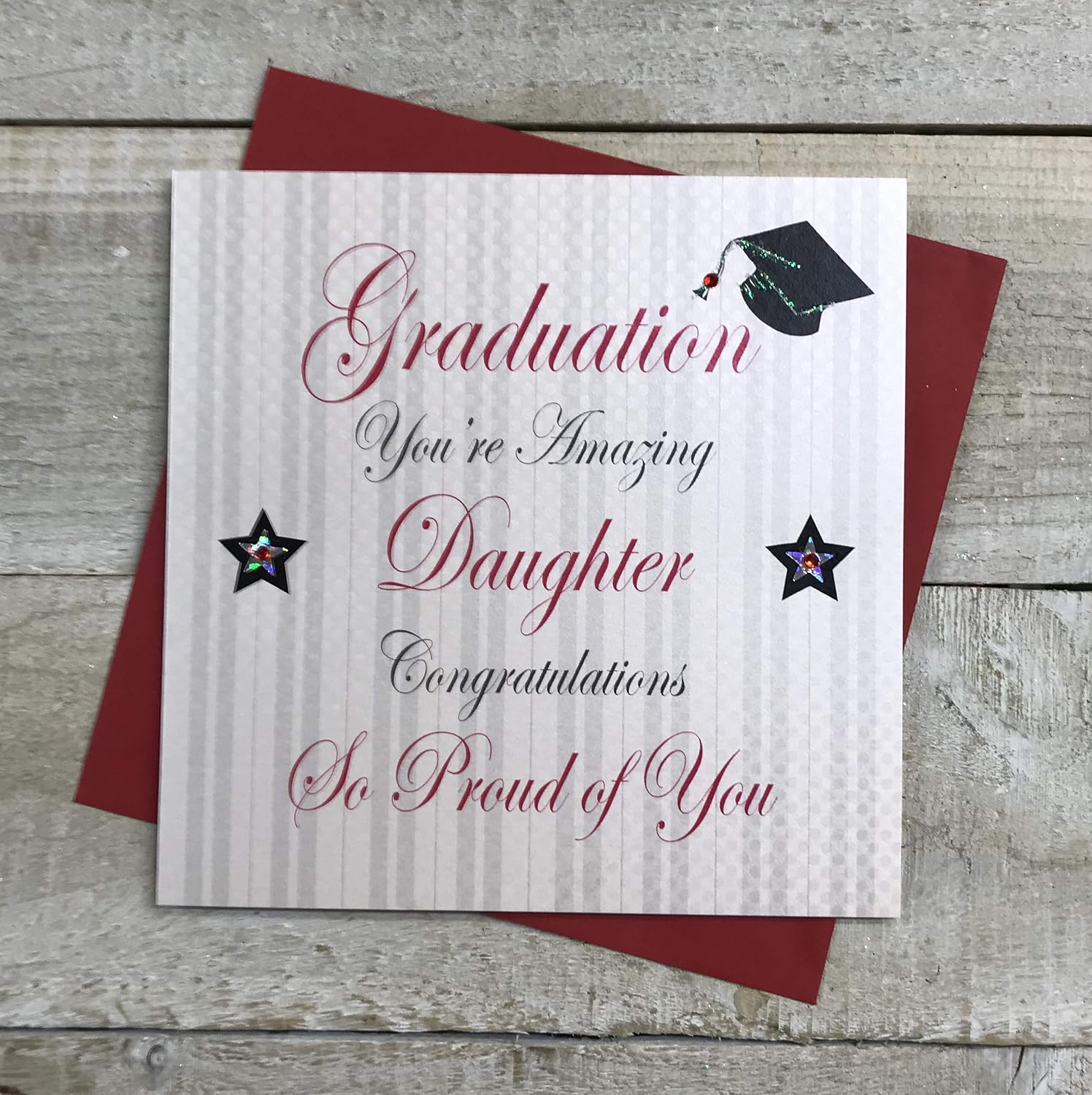 Amazon Com White Cotton Cards You Re Amazing Daughter Congratulations So Proud Of You Handmade Graduation Card Pd164 D Kitchen Dining