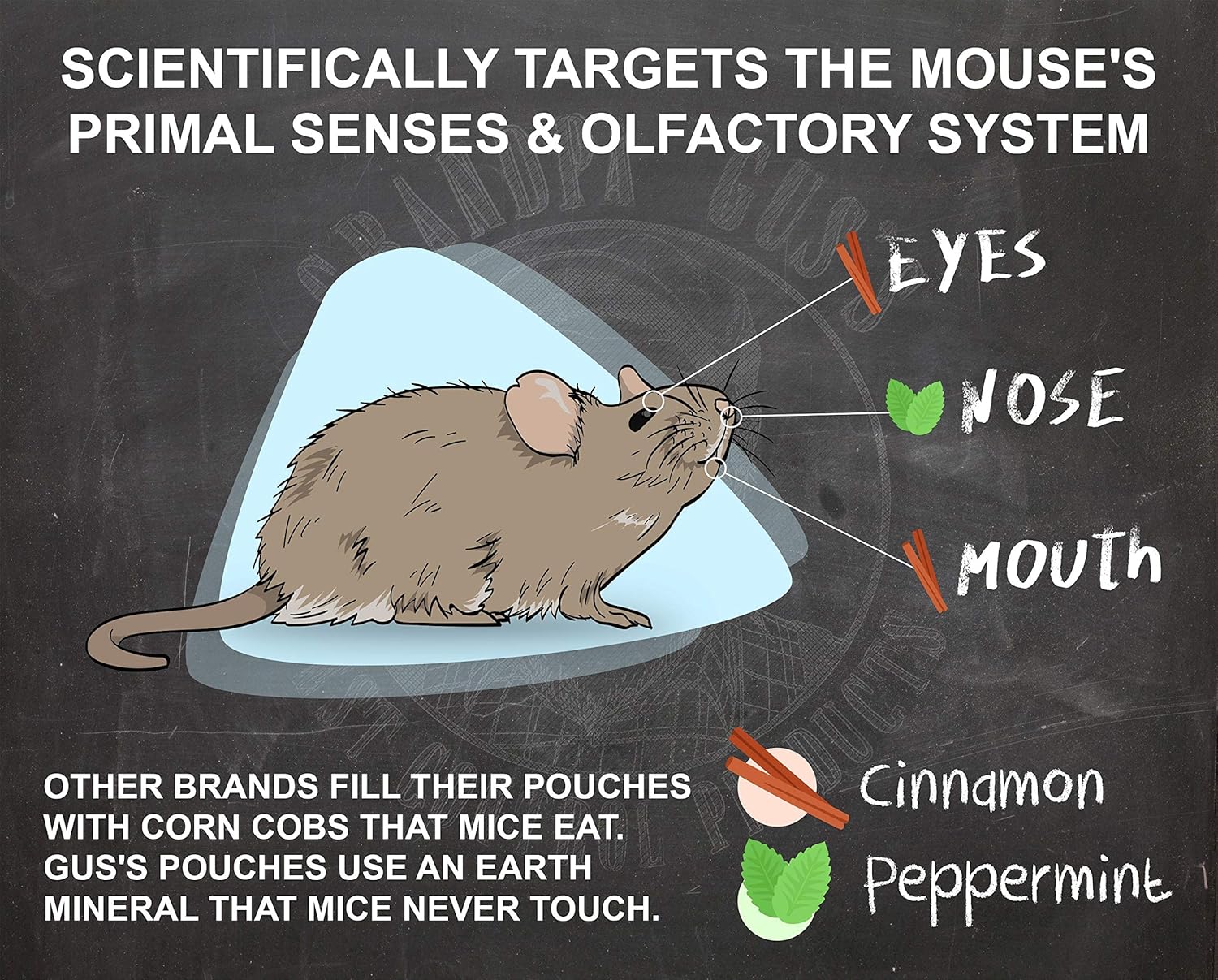 Grandpa Gus's Mouse Repellent Pouches - Natural Peppermint Oil Mice Rodent Trap Alternative - 10 Pk : Garden & Outdoor