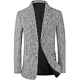 Lars Amadeus Houndstooth Blazer for Men's Classic Fit Business Two Button Plaid Sports Coat