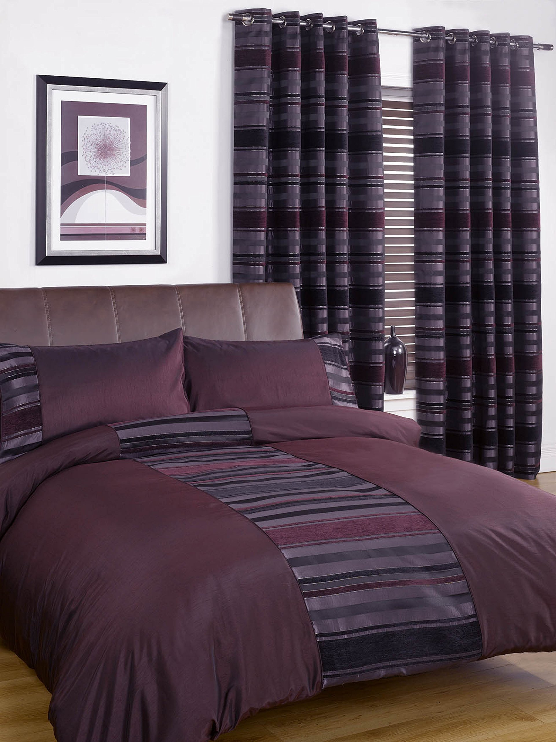 Rapport Home New York Duvet Set, Double-Aubergine, Polyester-Cotton, Chocolate