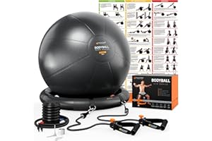 MANTRA SPORTS Heavy-Duty Exercise Ball Chair for Office Desk, Yoga Ball Chair Stability Ball with Base for Home Gym, Active Sitting Workout Ball Seat for Balance, Fitness, Birthing, Pregnancy & Labor