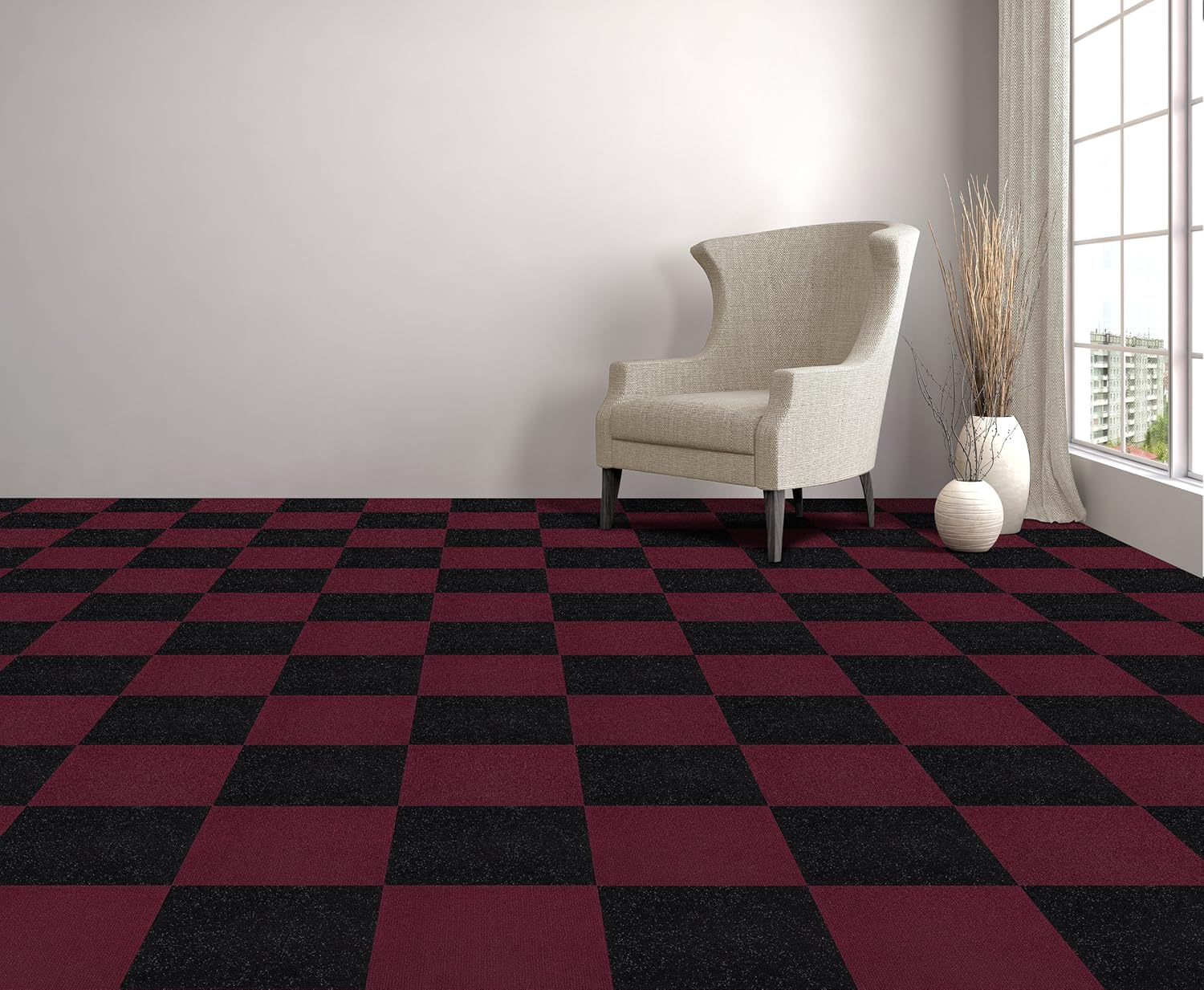 Achim Home Furnishings NXCRPTJT12 Nexus Jet 12 inch x 12 inch Self Adhesive Carpet Floor Tile, 12 Tiles/12 Sq Count: Home Improvement